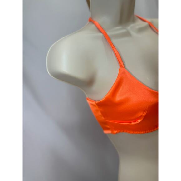 NWT PrettyLittleThing Neon Orange Satin Crop Top- Size US 4 / UK 8 - Picture 10 of 15